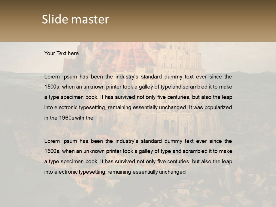 A Painting Of A Castle With People Standing In Front Of It PowerPoint Template