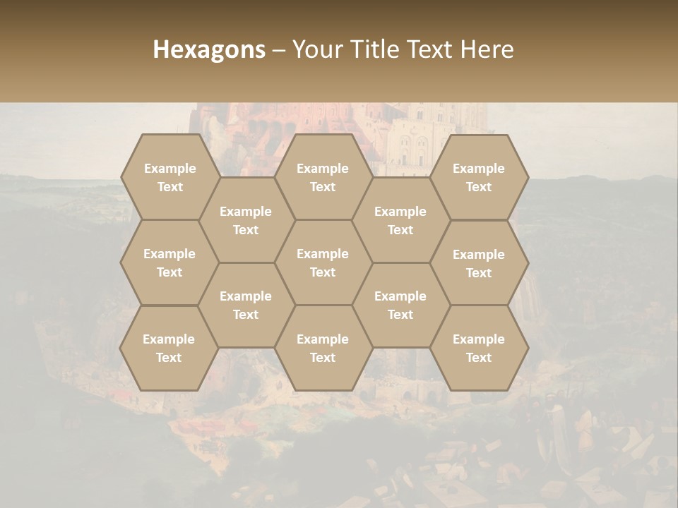 A Painting Of A Castle With People Standing In Front Of It PowerPoint Template