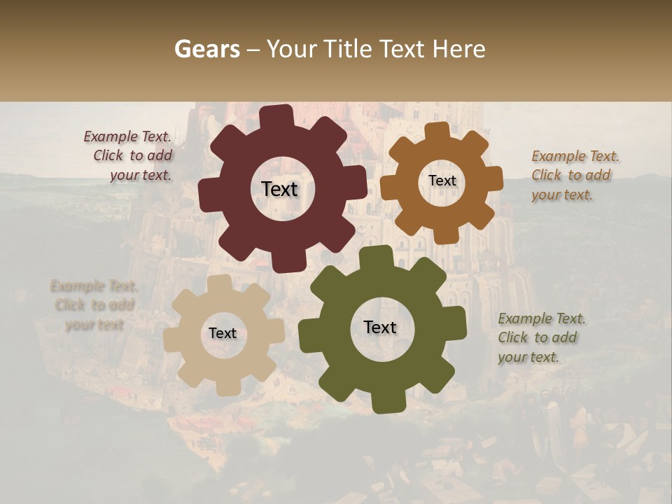 A Painting Of A Castle With People Standing In Front Of It PowerPoint Template