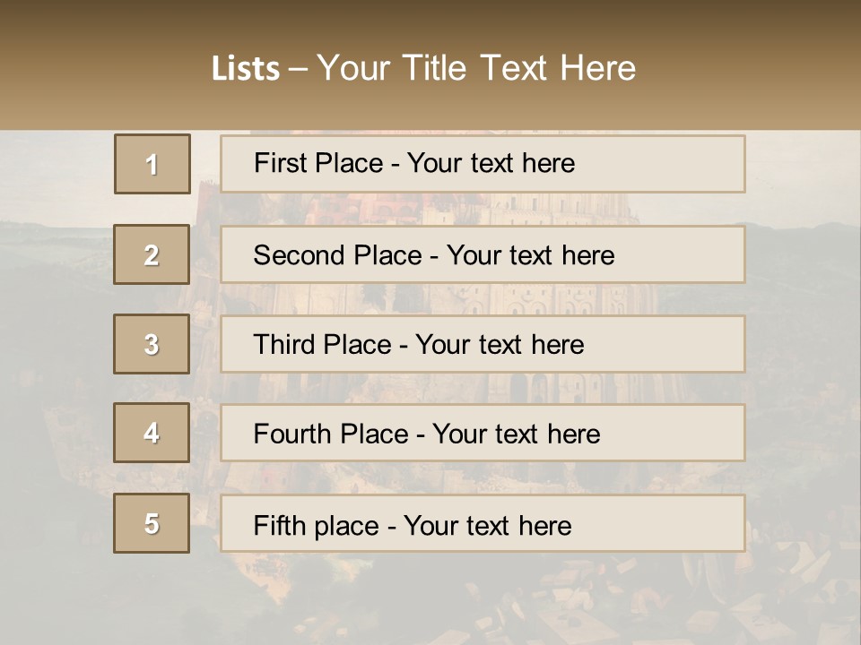 A Painting Of A Castle With People Standing In Front Of It PowerPoint Template