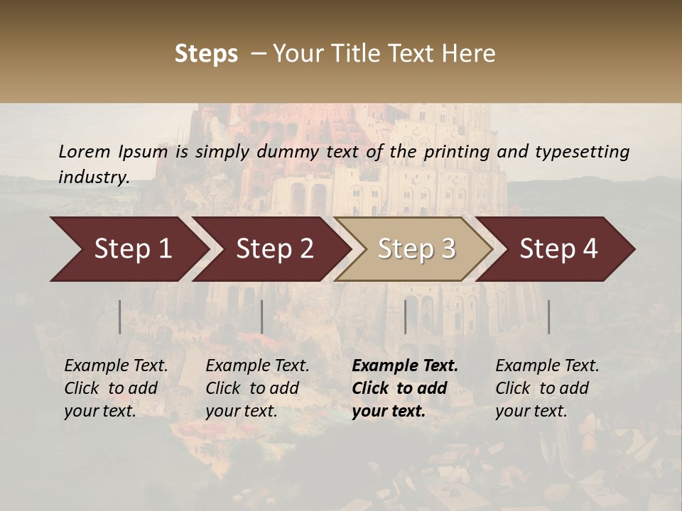 A Painting Of A Castle With People Standing In Front Of It PowerPoint Template