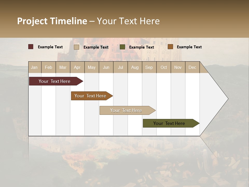 A Painting Of A Castle With People Standing In Front Of It PowerPoint Template