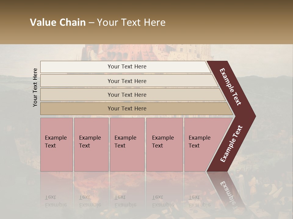 A Painting Of A Castle With People Standing In Front Of It PowerPoint Template