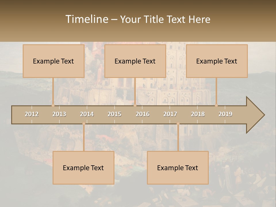 A Painting Of A Castle With People Standing In Front Of It PowerPoint Template