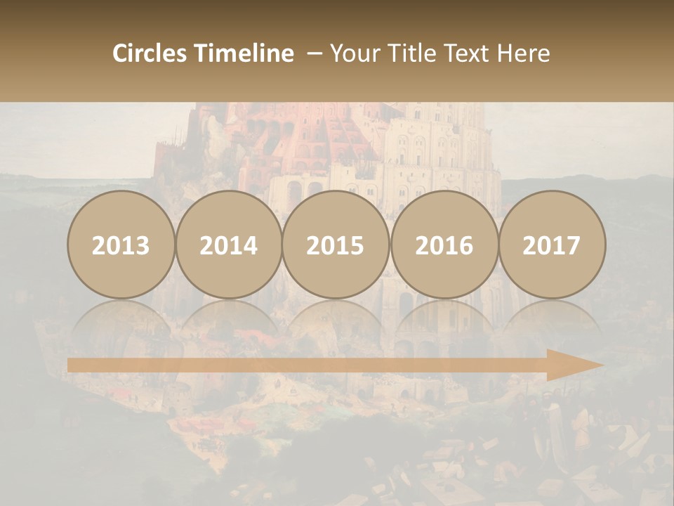 A Painting Of A Castle With People Standing In Front Of It PowerPoint Template