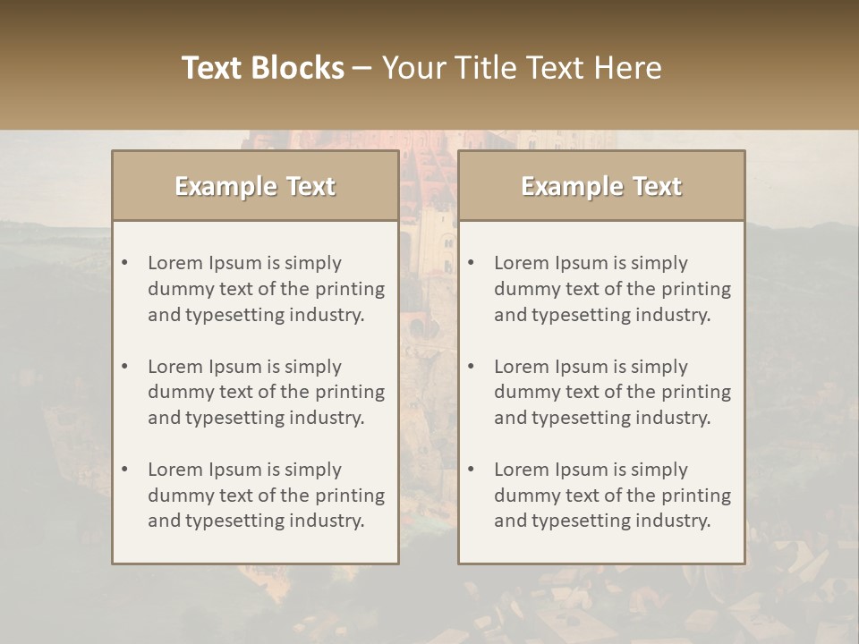 A Painting Of A Castle With People Standing In Front Of It PowerPoint Template