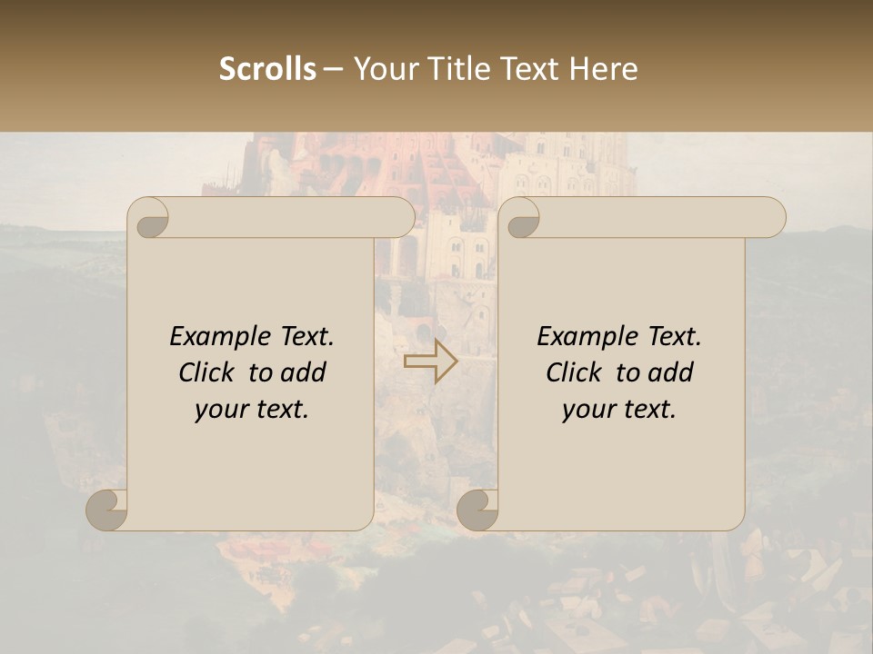 A Painting Of A Castle With People Standing In Front Of It PowerPoint Template