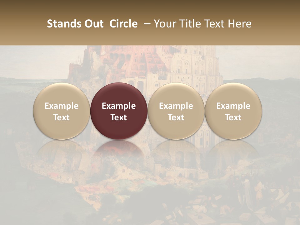 A Painting Of A Castle With People Standing In Front Of It PowerPoint Template