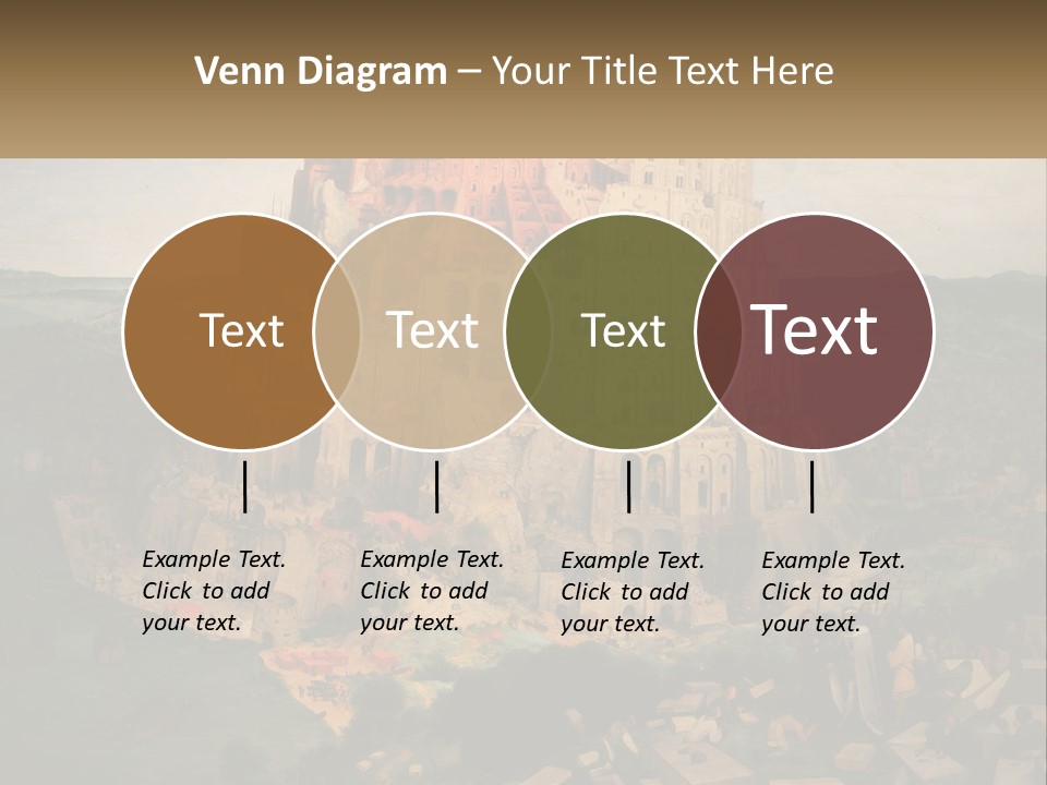 A Painting Of A Castle With People Standing In Front Of It PowerPoint Template