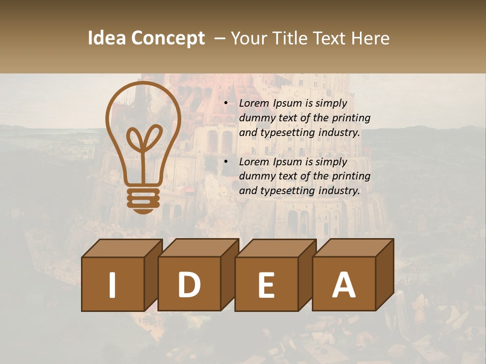 A Painting Of A Castle With People Standing In Front Of It PowerPoint Template