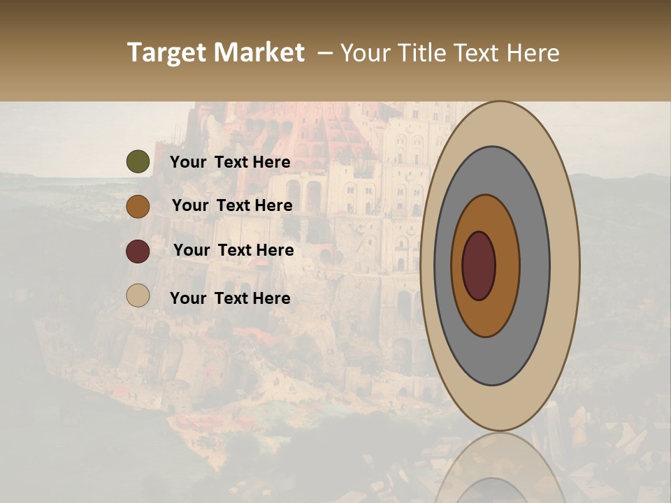 A Painting Of A Castle With People Standing In Front Of It PowerPoint Template