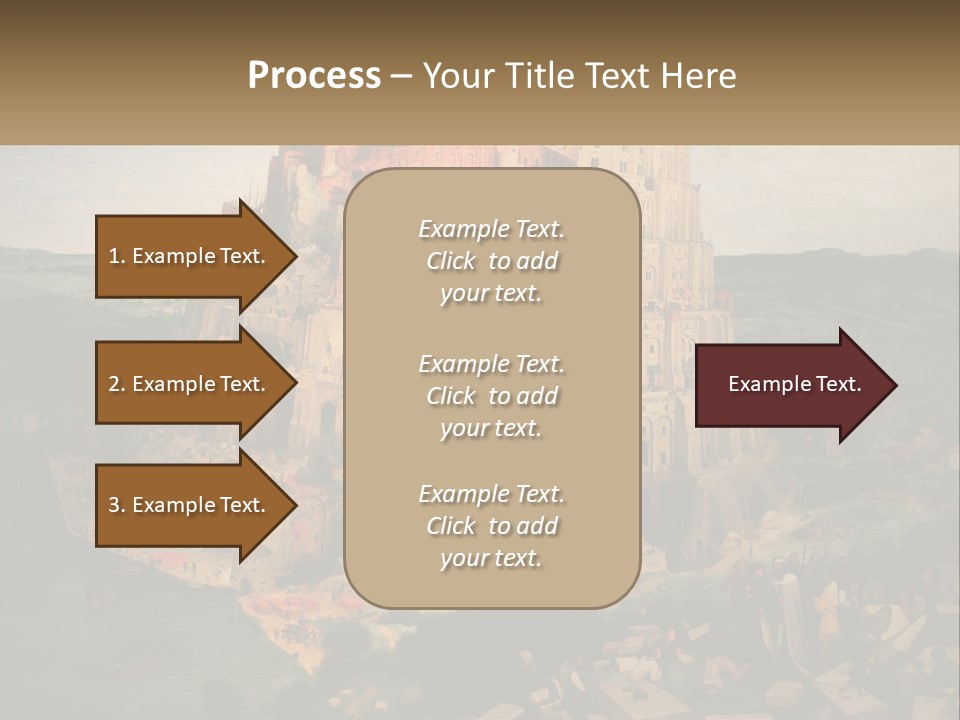 A Painting Of A Castle With People Standing In Front Of It PowerPoint Template