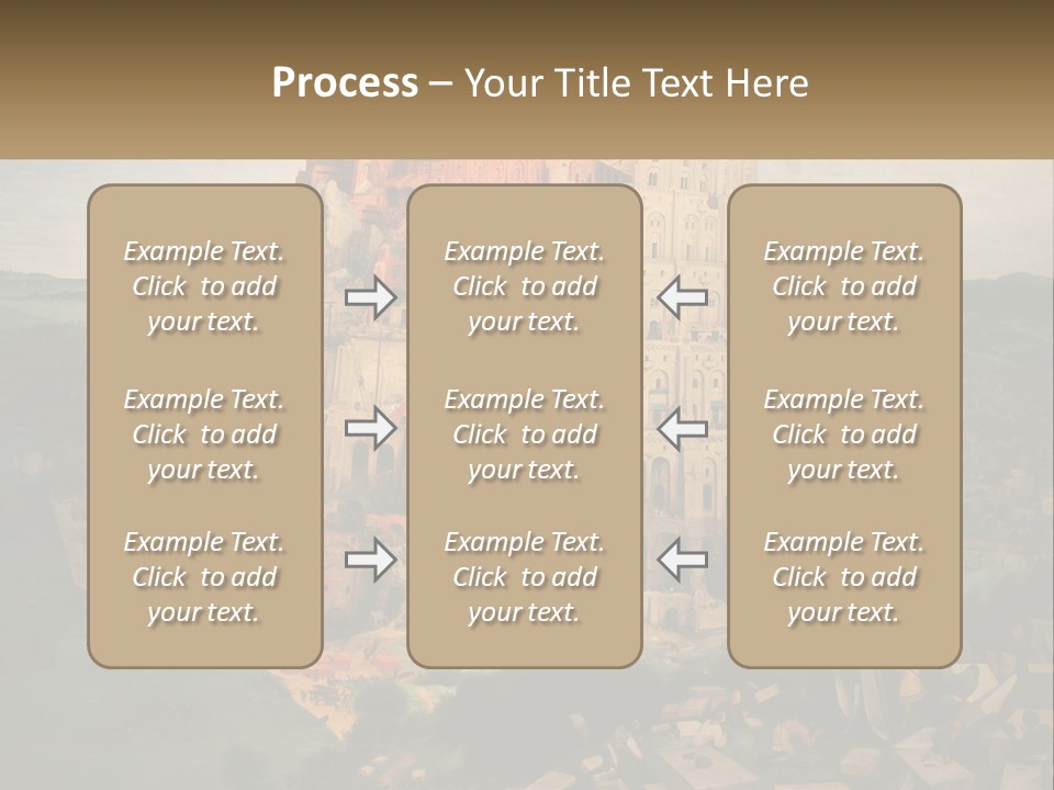 A Painting Of A Castle With People Standing In Front Of It PowerPoint Template