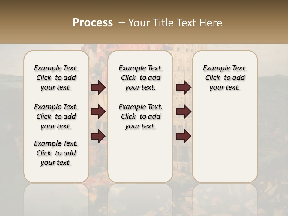 A Painting Of A Castle With People Standing In Front Of It PowerPoint Template