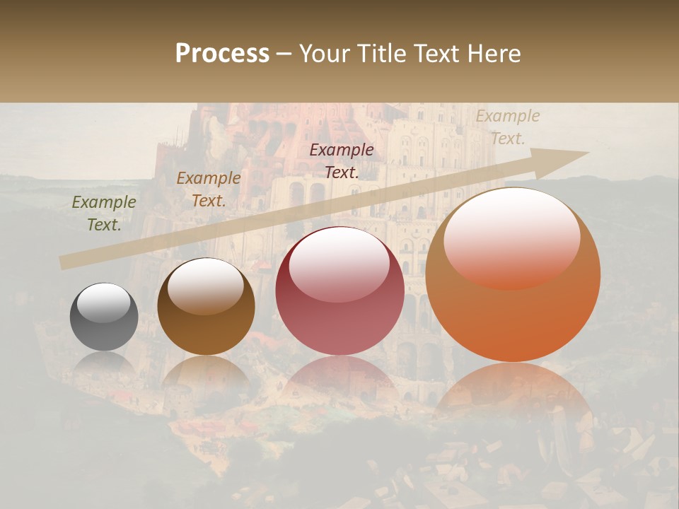 A Painting Of A Castle With People Standing In Front Of It PowerPoint Template