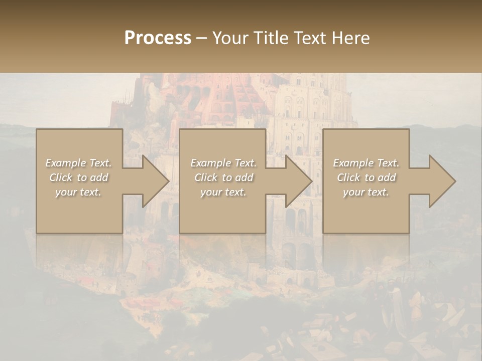 A Painting Of A Castle With People Standing In Front Of It PowerPoint Template