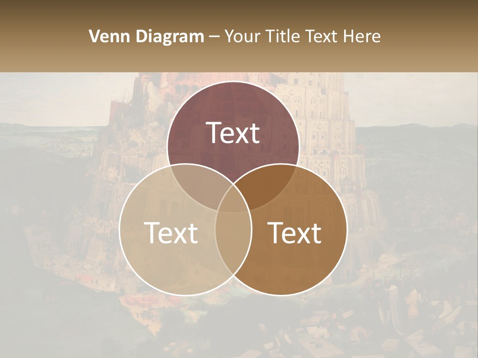 A Painting Of A Castle With People Standing In Front Of It PowerPoint Template