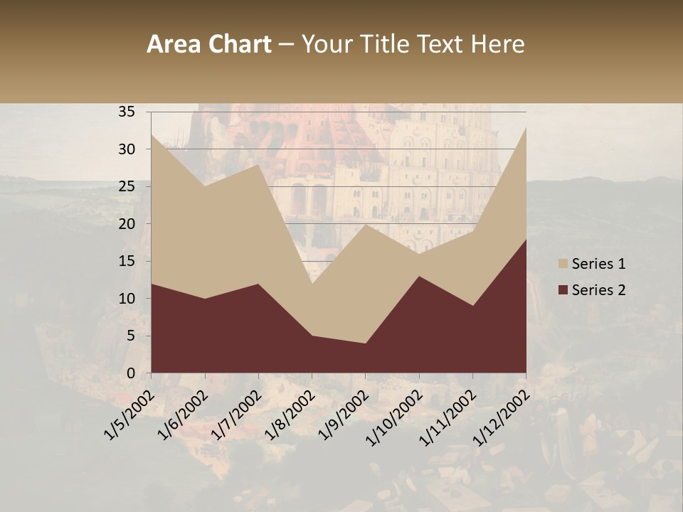A Painting Of A Castle With People Standing In Front Of It PowerPoint Template