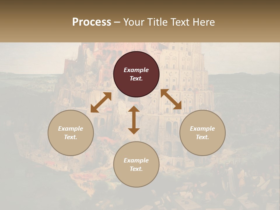 A Painting Of A Castle With People Standing In Front Of It PowerPoint Template