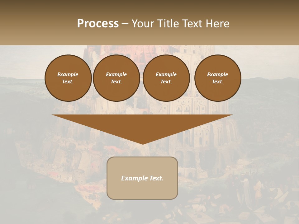 A Painting Of A Castle With People Standing In Front Of It PowerPoint Template