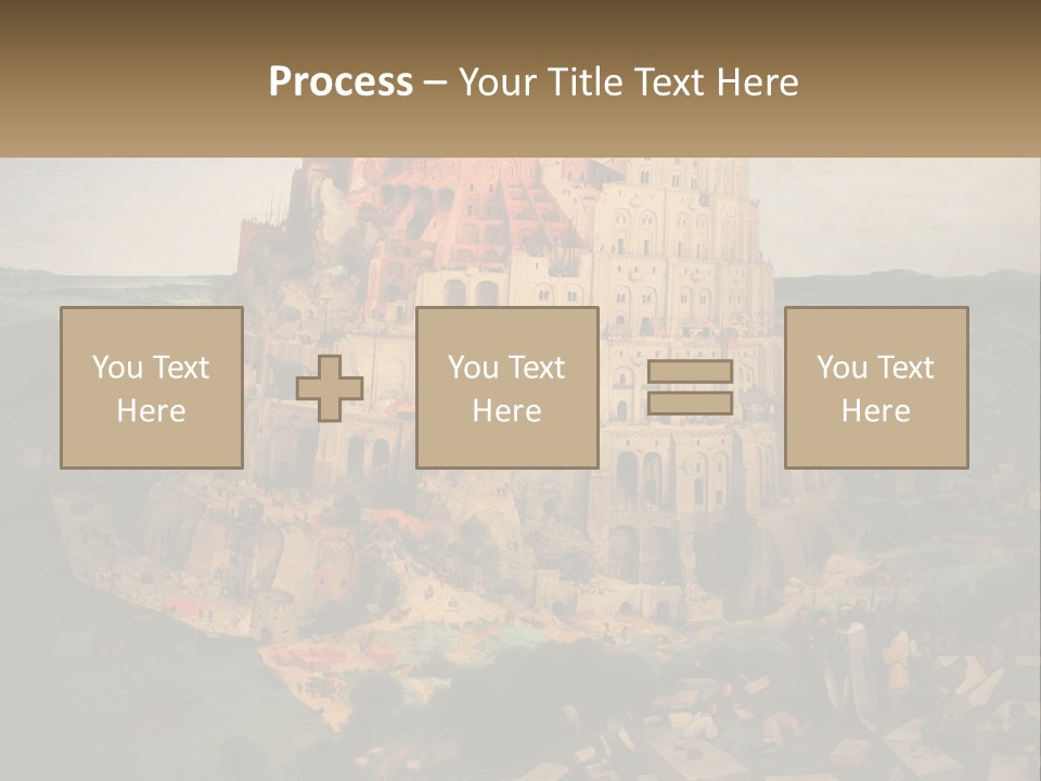 A Painting Of A Castle With People Standing In Front Of It PowerPoint Template