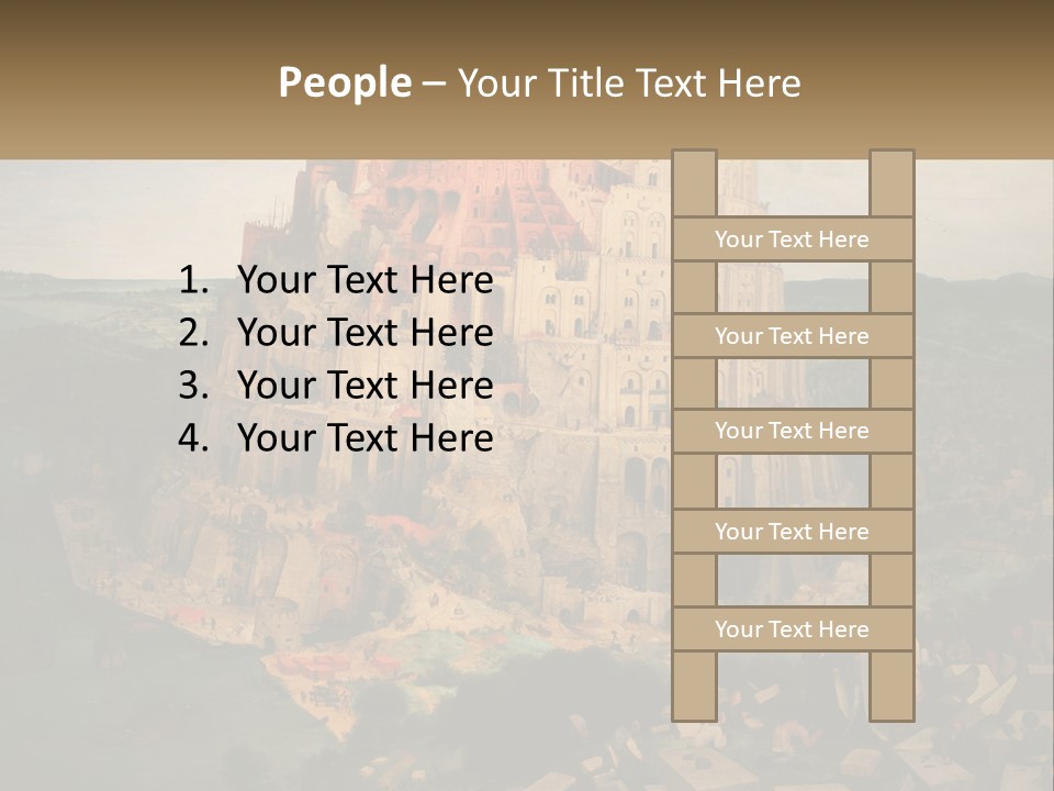 A Painting Of A Castle With People Standing In Front Of It PowerPoint Template