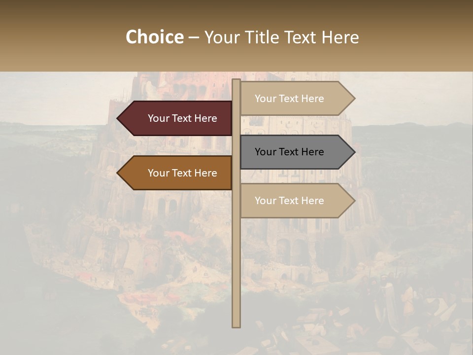 A Painting Of A Castle With People Standing In Front Of It PowerPoint Template