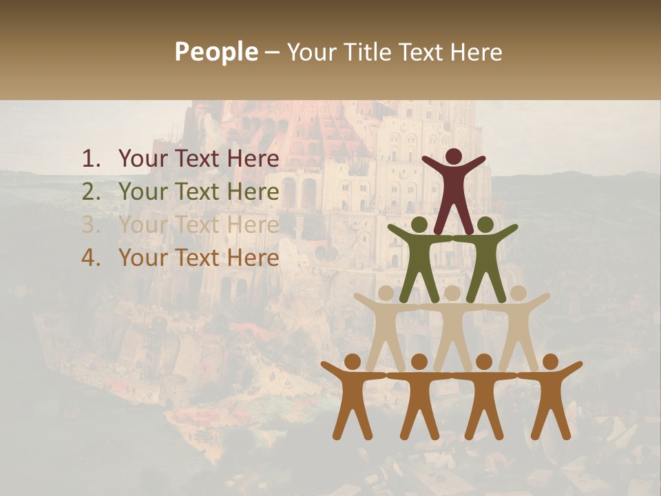 A Painting Of A Castle With People Standing In Front Of It PowerPoint Template