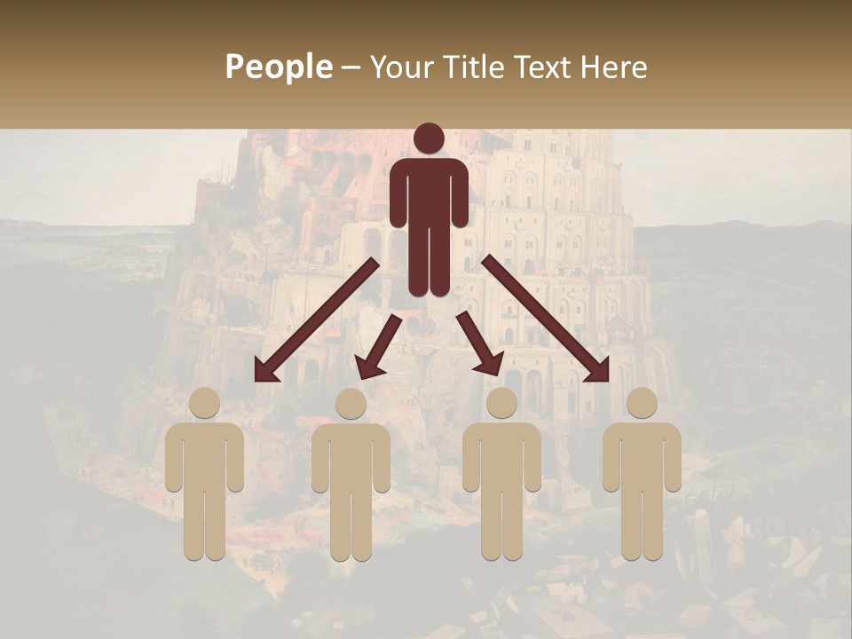 A Painting Of A Castle With People Standing In Front Of It PowerPoint Template