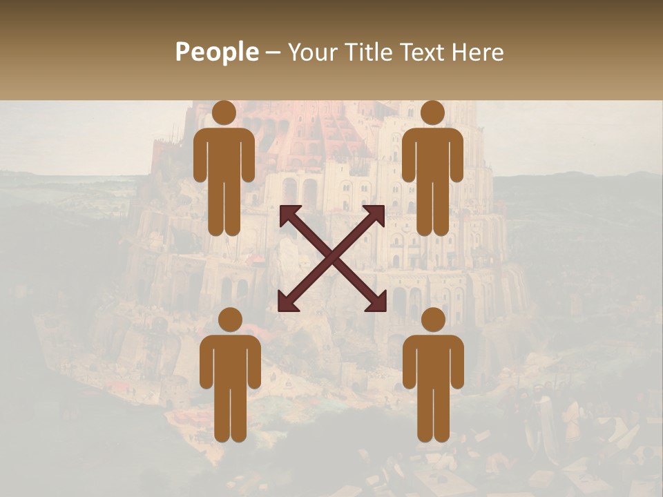 A Painting Of A Castle With People Standing In Front Of It PowerPoint Template