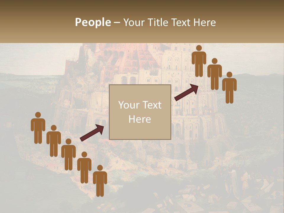 A Painting Of A Castle With People Standing In Front Of It PowerPoint Template