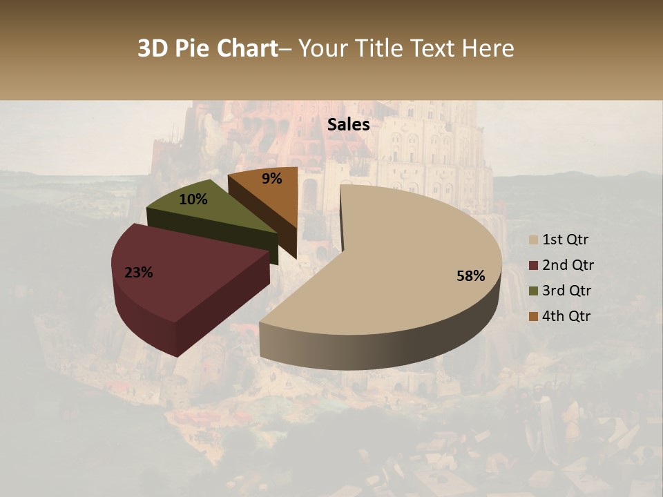 A Painting Of A Castle With People Standing In Front Of It PowerPoint Template
