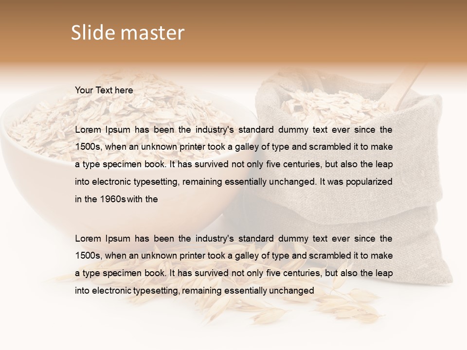 A Bowl Of Oats Next To A Sack Of Oats PowerPoint Template