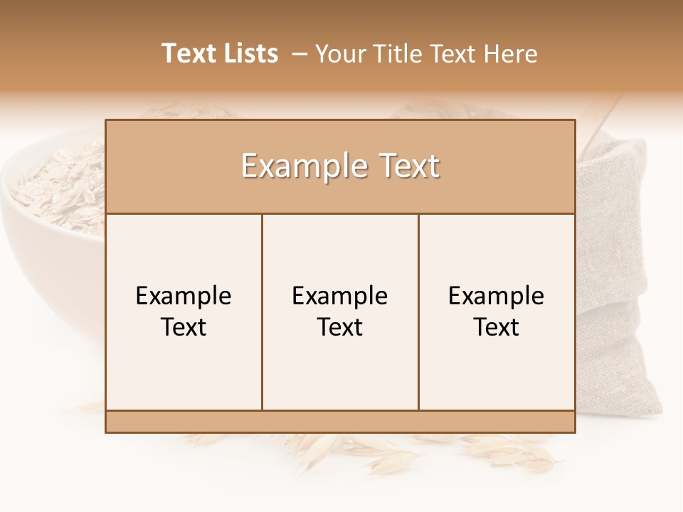 A Bowl Of Oats Next To A Sack Of Oats PowerPoint Template