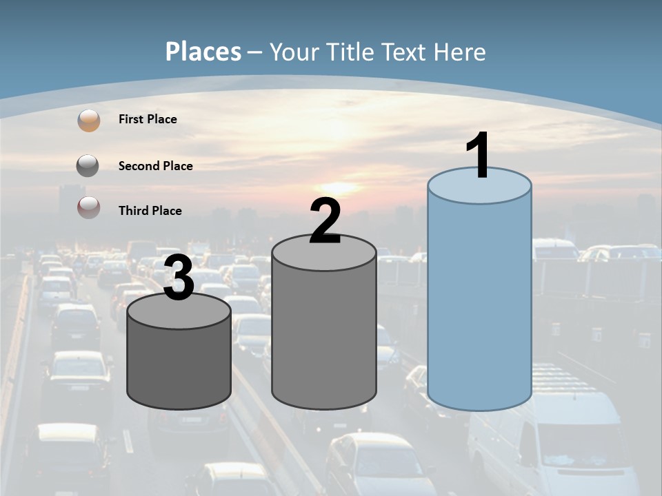A Highway Filled With Lots Of Traffic With A Sunset In The Background PowerPoint Template