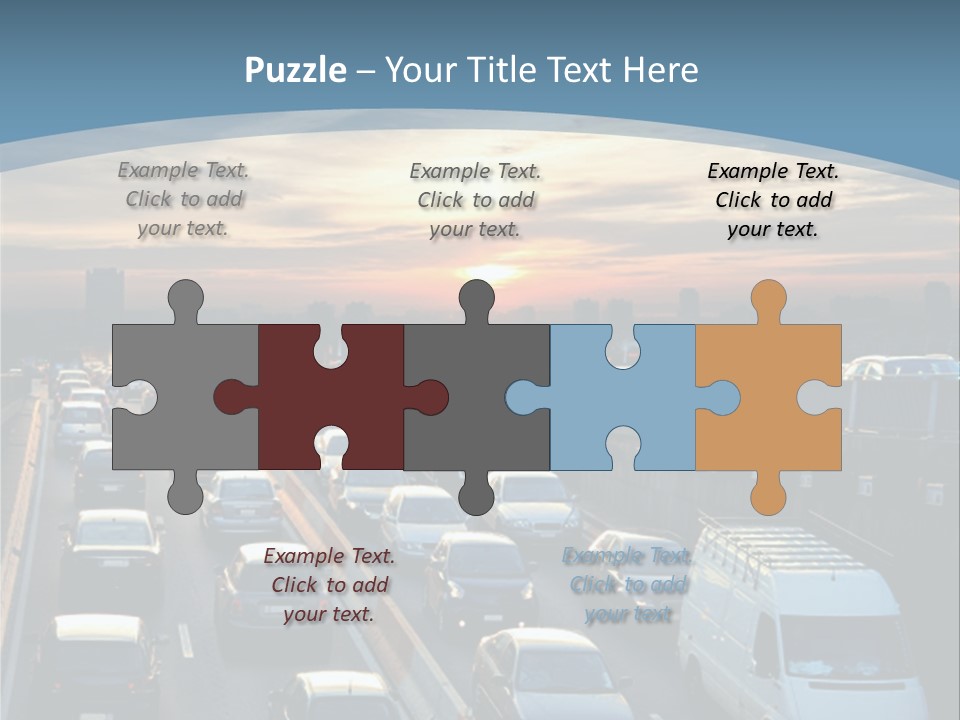 A Highway Filled With Lots Of Traffic With A Sunset In The Background PowerPoint Template