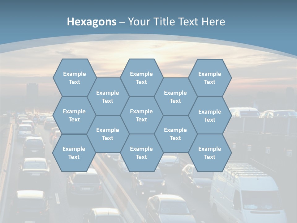 A Highway Filled With Lots Of Traffic With A Sunset In The Background PowerPoint Template