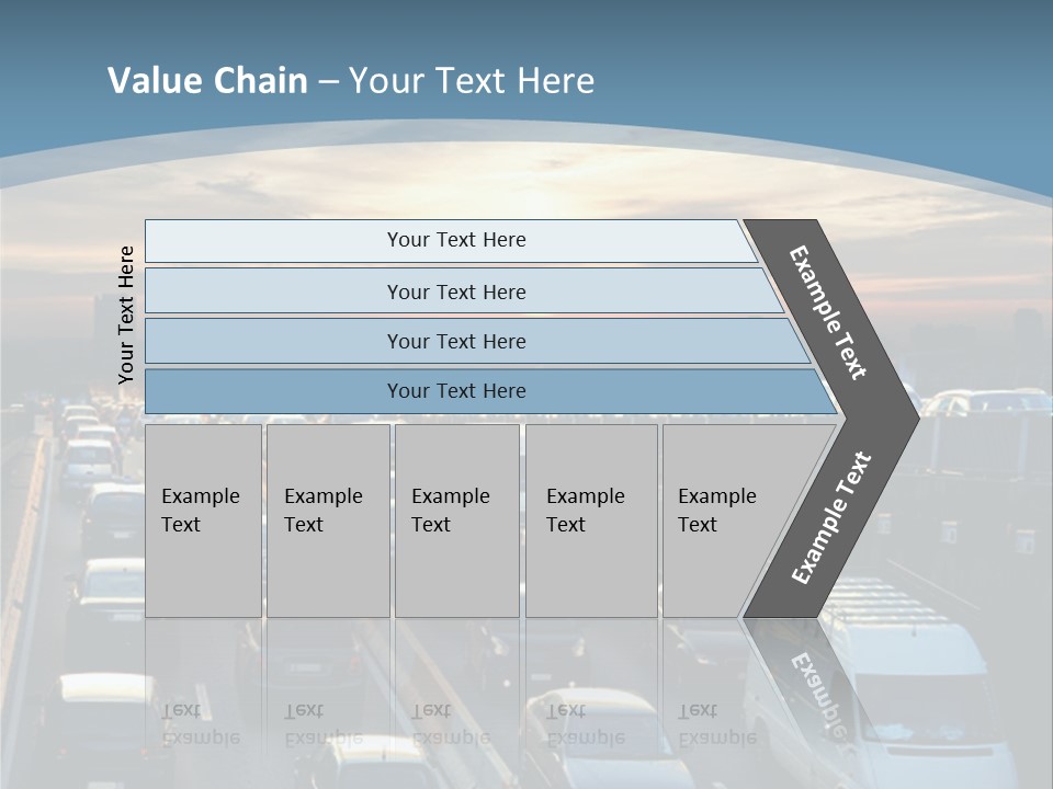 A Highway Filled With Lots Of Traffic With A Sunset In The Background PowerPoint Template