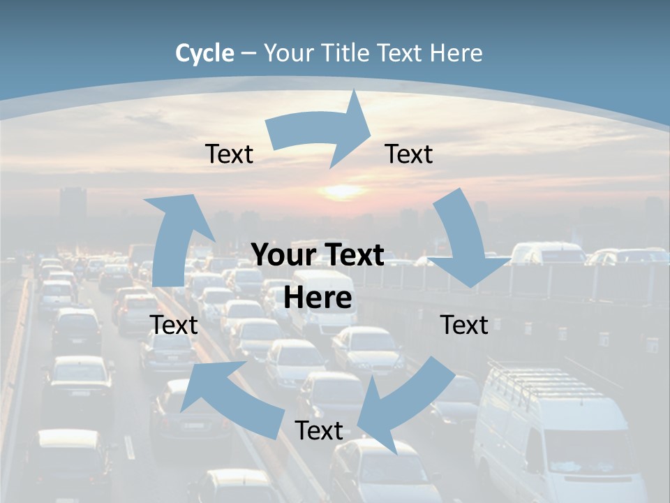 A Highway Filled With Lots Of Traffic With A Sunset In The Background PowerPoint Template