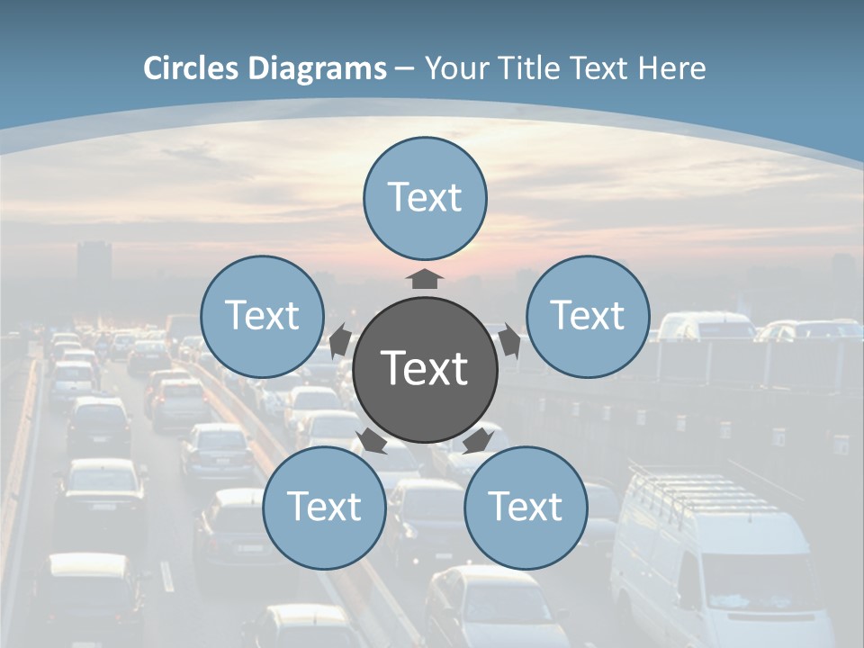 A Highway Filled With Lots Of Traffic With A Sunset In The Background PowerPoint Template