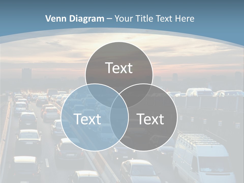 A Highway Filled With Lots Of Traffic With A Sunset In The Background PowerPoint Template