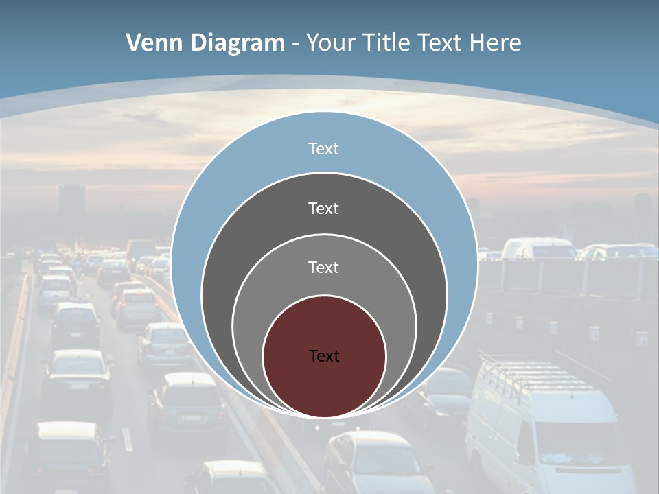 A Highway Filled With Lots Of Traffic With A Sunset In The Background PowerPoint Template