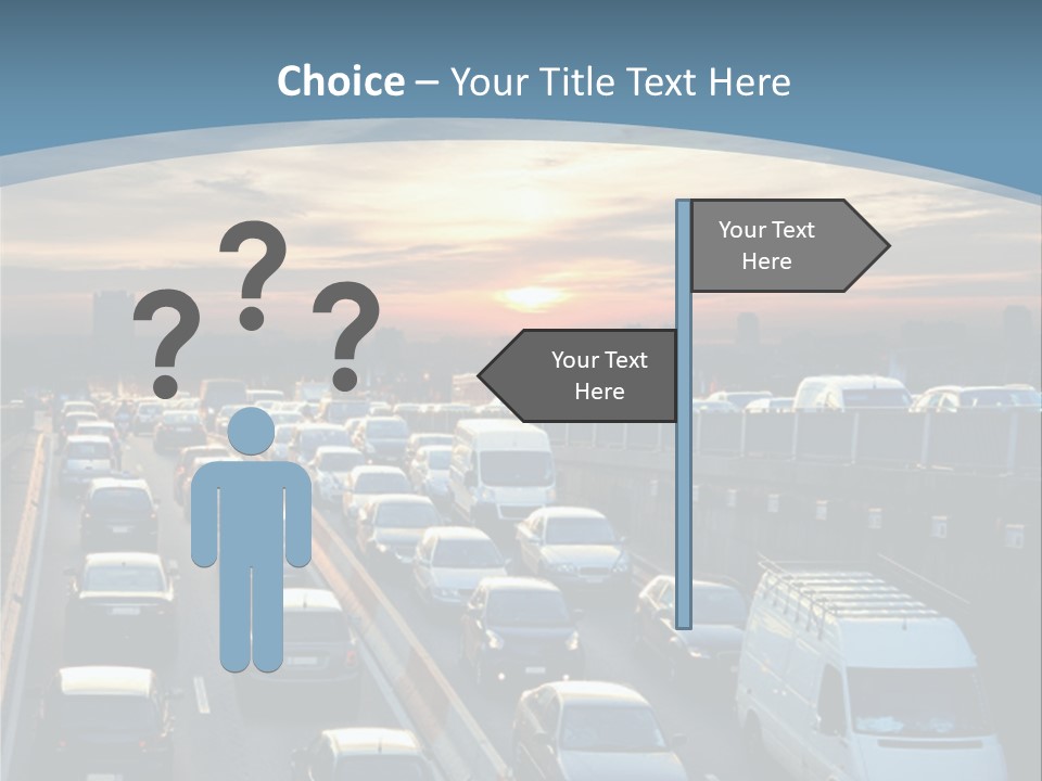 A Highway Filled With Lots Of Traffic With A Sunset In The Background PowerPoint Template