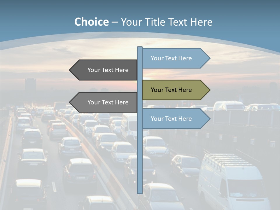 A Highway Filled With Lots Of Traffic With A Sunset In The Background PowerPoint Template