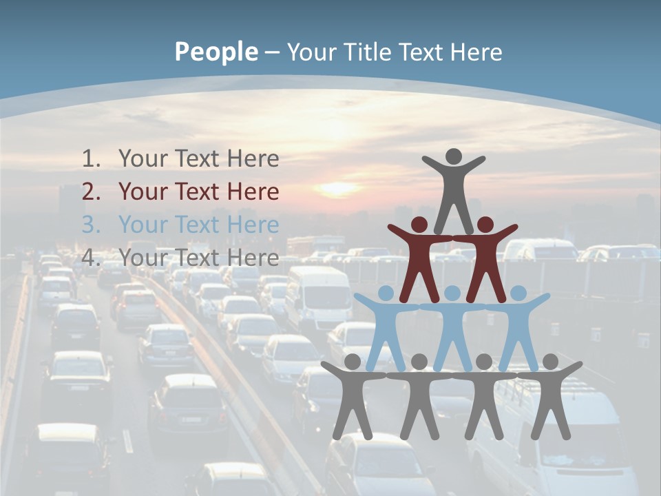 A Highway Filled With Lots Of Traffic With A Sunset In The Background PowerPoint Template