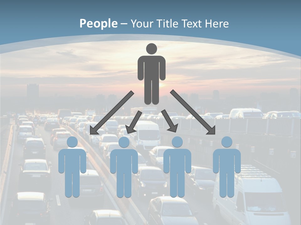 A Highway Filled With Lots Of Traffic With A Sunset In The Background PowerPoint Template