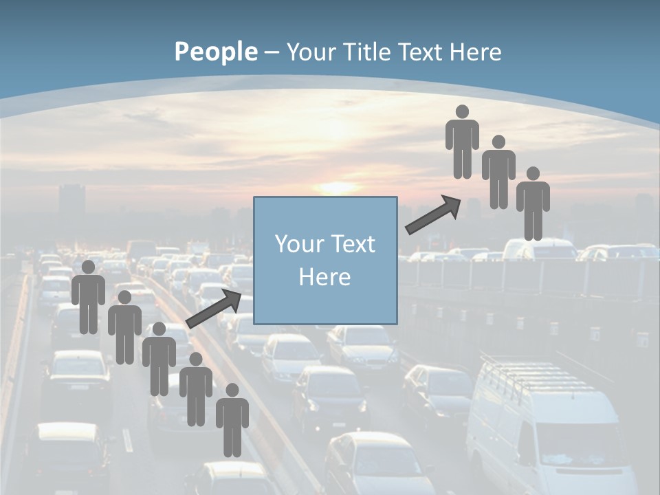 A Highway Filled With Lots Of Traffic With A Sunset In The Background PowerPoint Template