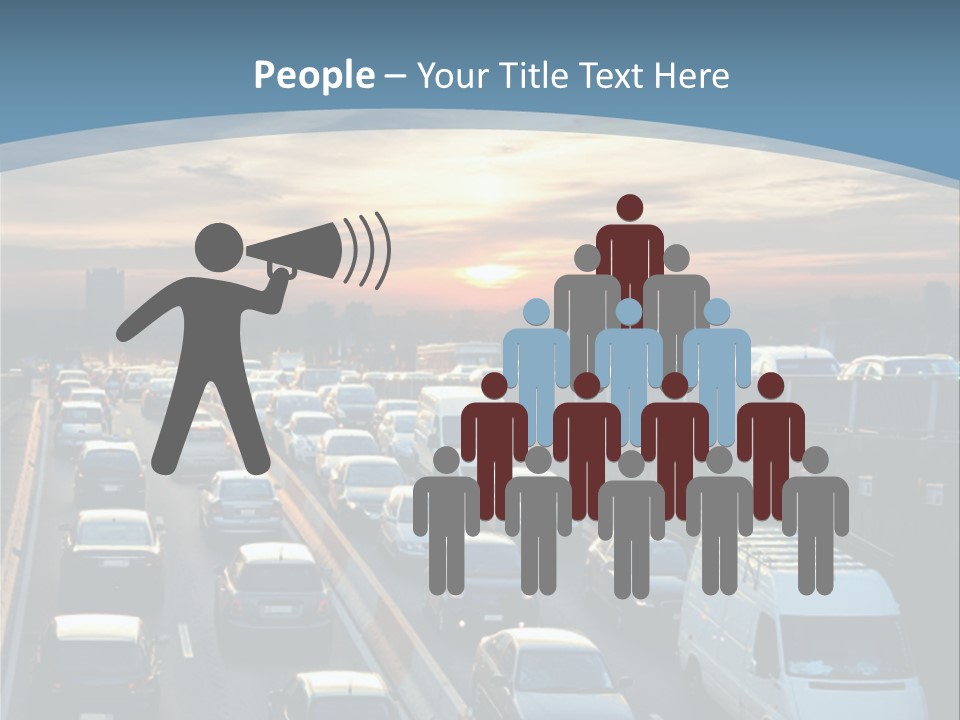 A Highway Filled With Lots Of Traffic With A Sunset In The Background PowerPoint Template