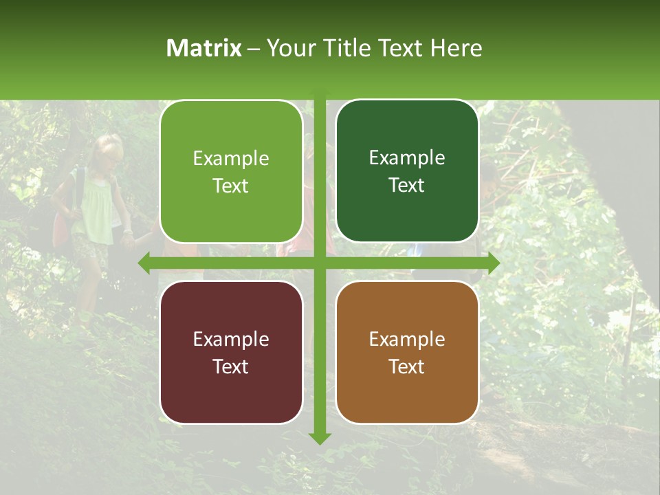 A Group Of Kids Walking On A Log In The Woods PowerPoint Template