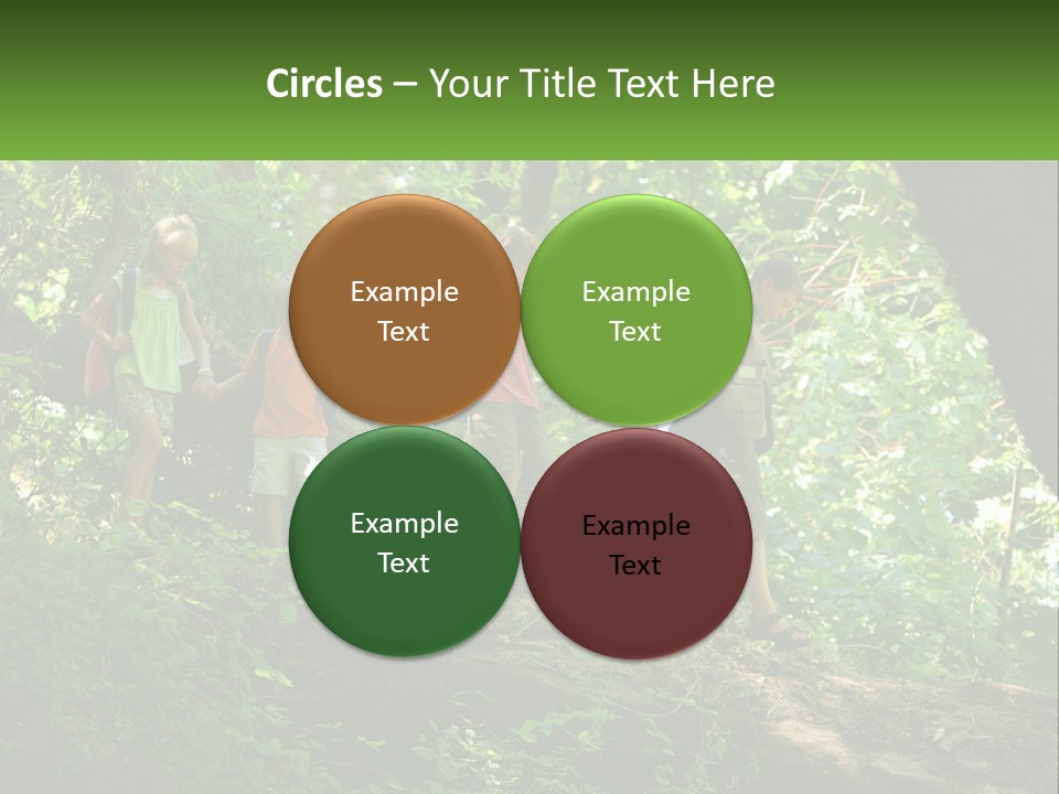 A Group Of Kids Walking On A Log In The Woods PowerPoint Template